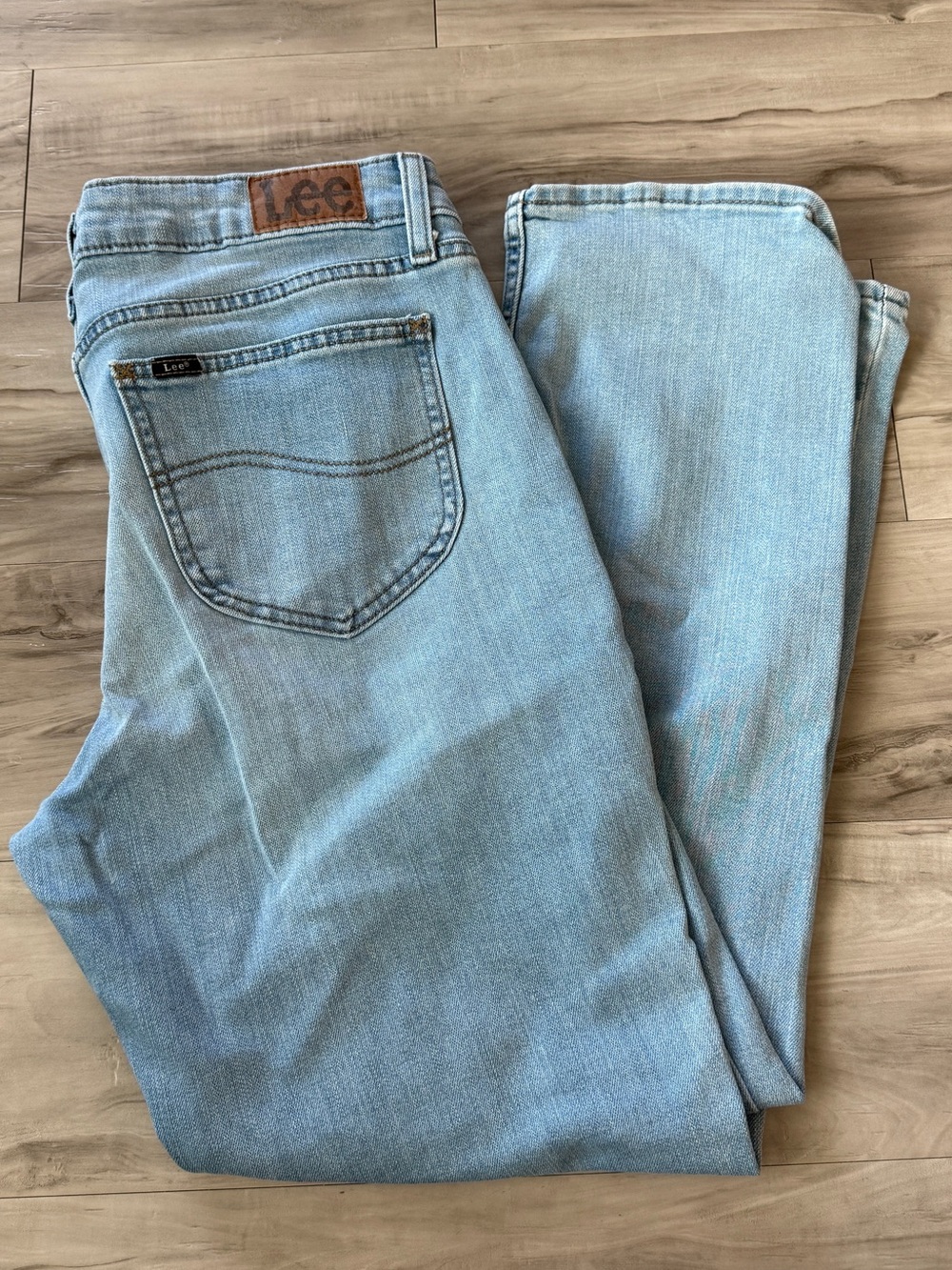 Lee Light Wash High Rise Straight Leg Stretch Classic Denim Jeans Womens Size 14